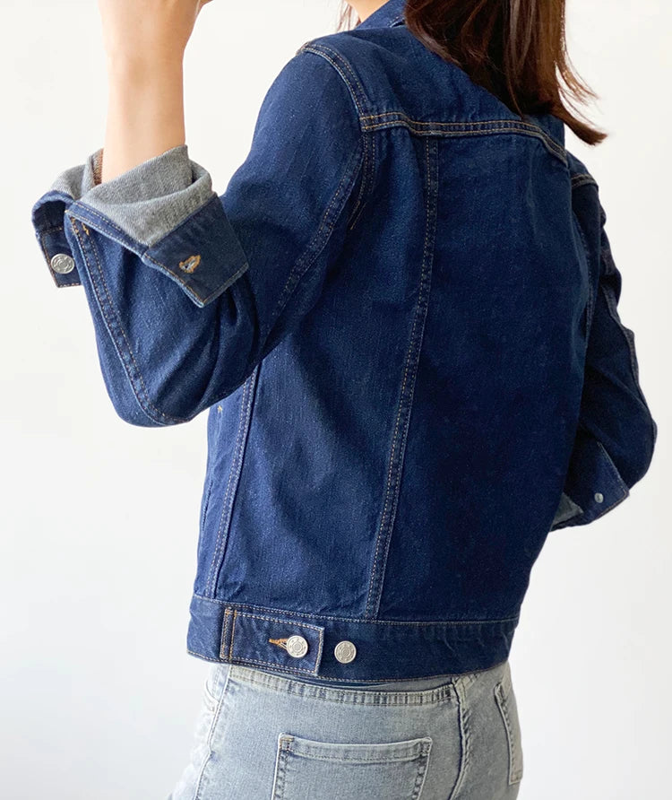 Jaqueta Denim Feminina Casual com Botões e Bolsos