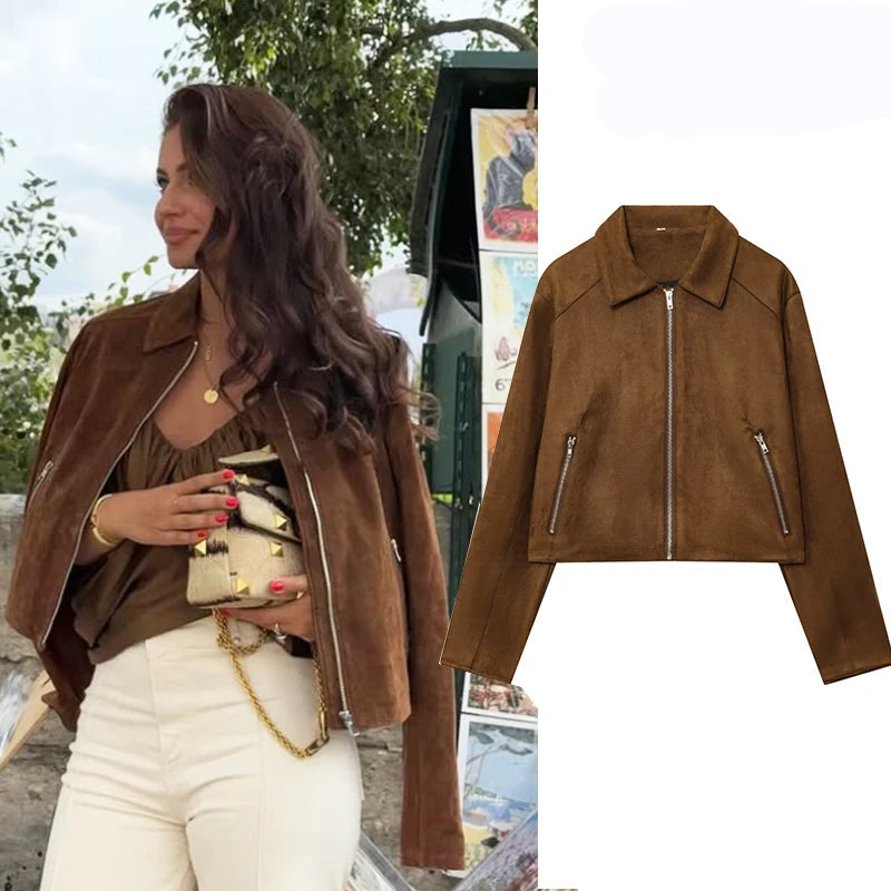 Jaqueta  Feminina Bomber de Camurça