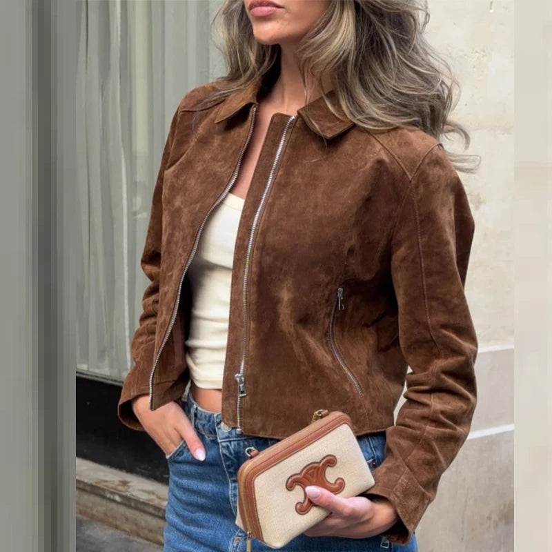 Jaqueta  Feminina Bomber de Camurça