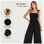 Macacão Feminino Pantalona com Alças de Amarrar