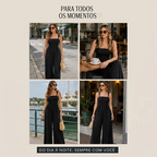 Macacão Feminino Pantalona com Alças de Amarrar