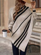 Poncho com Listras e Mangas Morcego