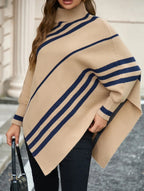 Poncho com Listras e Mangas Morcego
