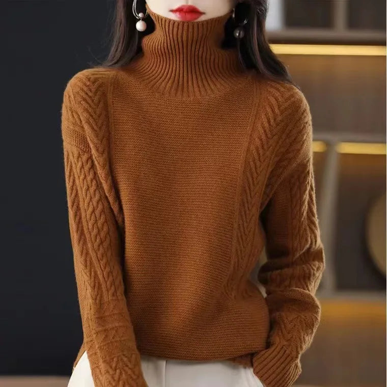 Pulôver Feminino Gola Alta Detalhe 3D