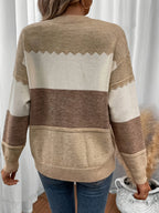 Pulôver Listrado Casual Feminino Tom Bege