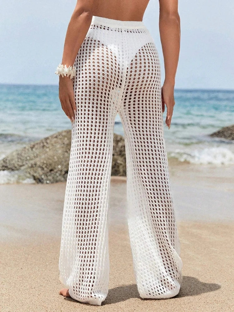Saída de Praia Calça Branca Elegante com Cordão