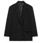 Hxao blazers para mulher preto cinza longo blazer mulher escritório wear manga longa blazer sólido oversized de alta qualidade blazer feminino