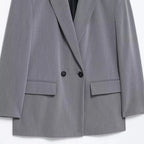Hxao blazers para mulher preto cinza longo blazer mulher escritório wear manga longa blazer sólido oversized de alta qualidade blazer feminino