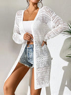 Saída de Praia Cardigan Elegante de Malha Vazada