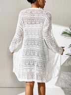 Saída de Praia Cardigan Elegante de Malha Vazada