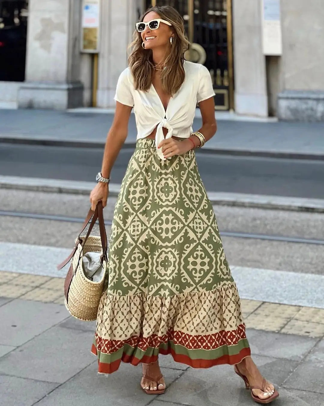 Saia Longa Feminina Estampa Floral