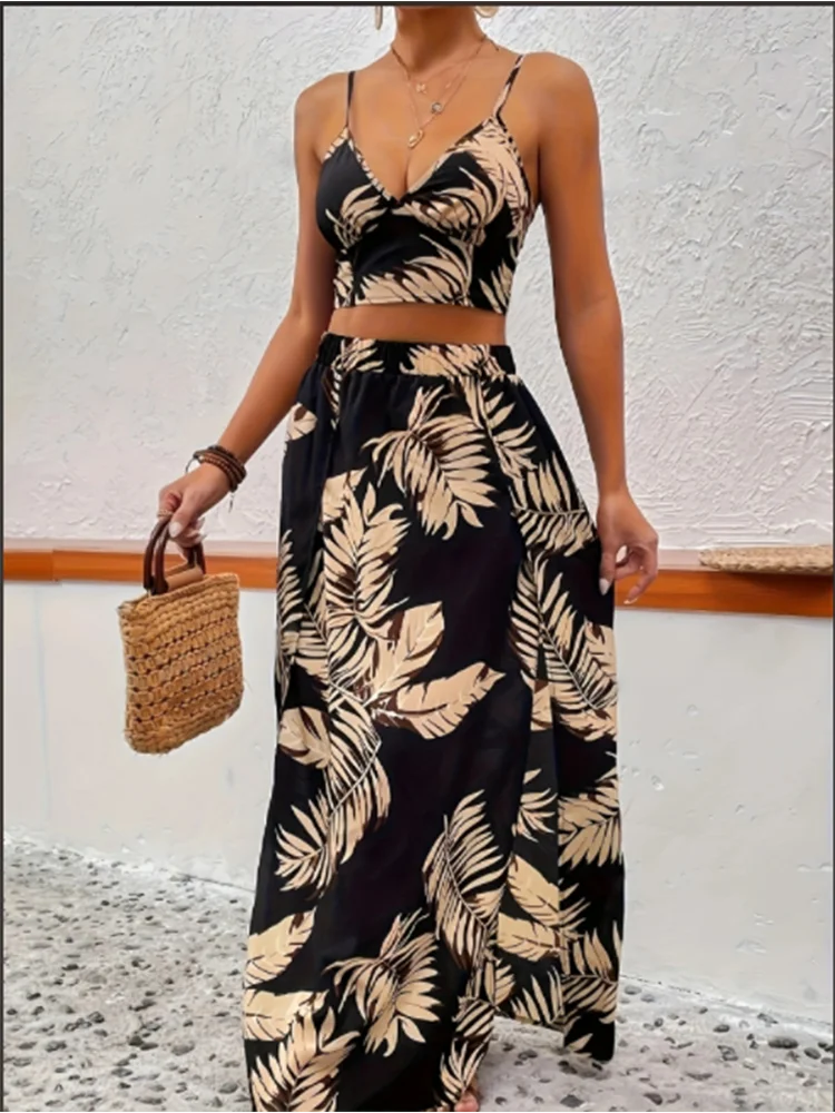 Saia feminina estampada de comprimento longo