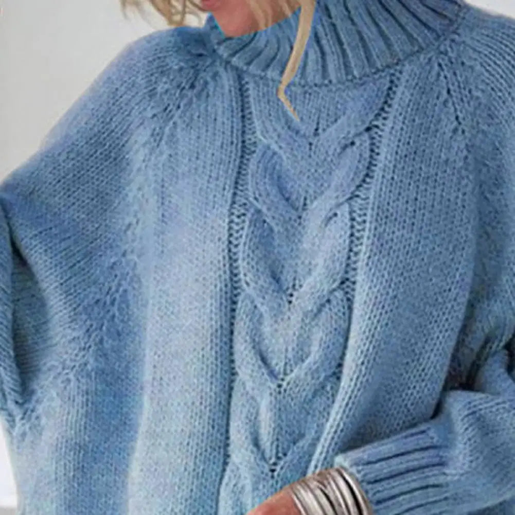 Suéter Feminino Gola Alta com Manga Batwing