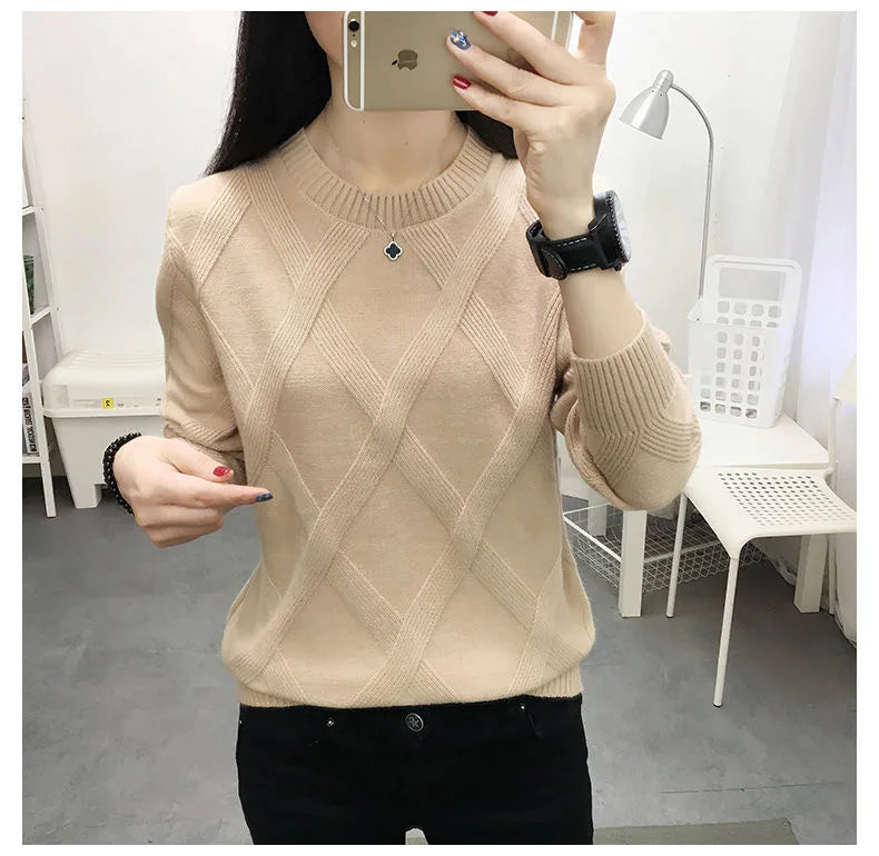 Suéter Feminino Tricô Textura Retangular
