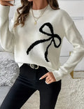 Suéter Feminino de Tricô com Laço Elegante