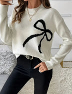 Suéter Feminino de Tricô com Laço Elegante
