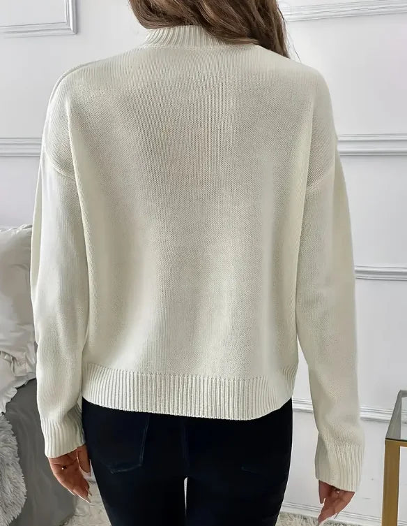 Suéter Feminino de Tricô com Laço Elegante
