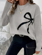 Suéter Feminino de Tricô com Laço Elegante