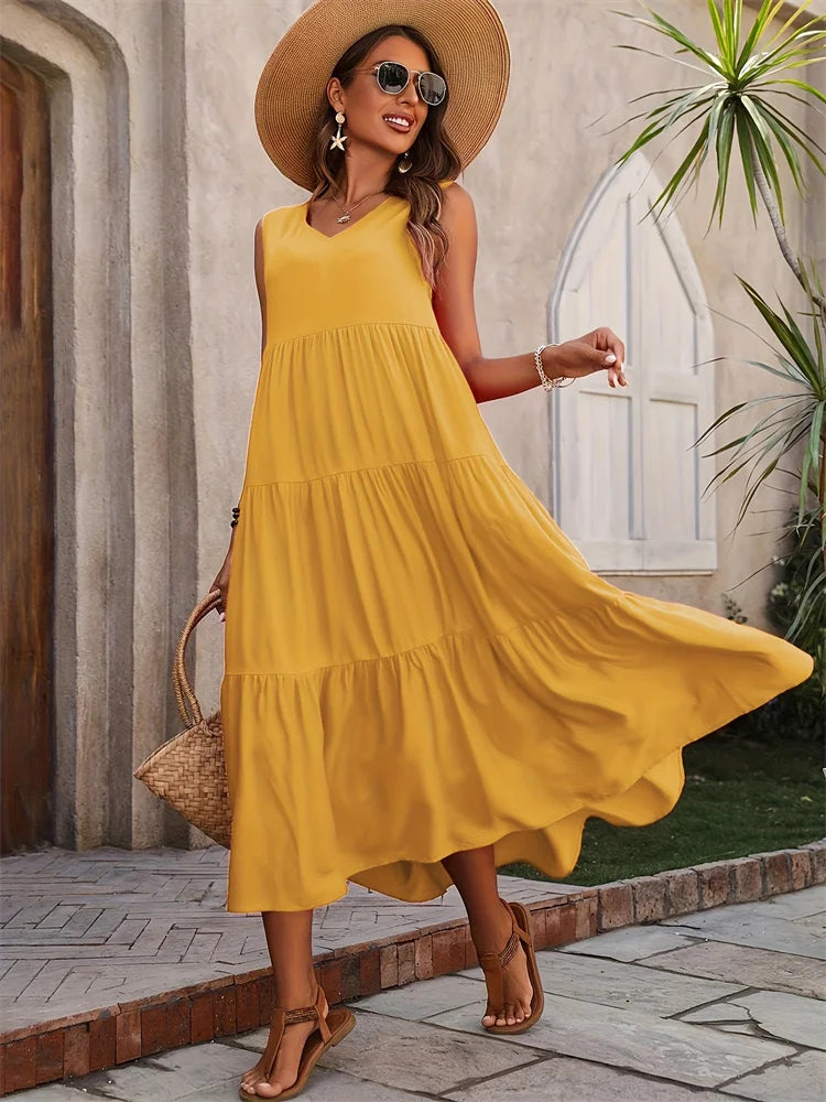 Vestido Agatha Decote V Amarelo