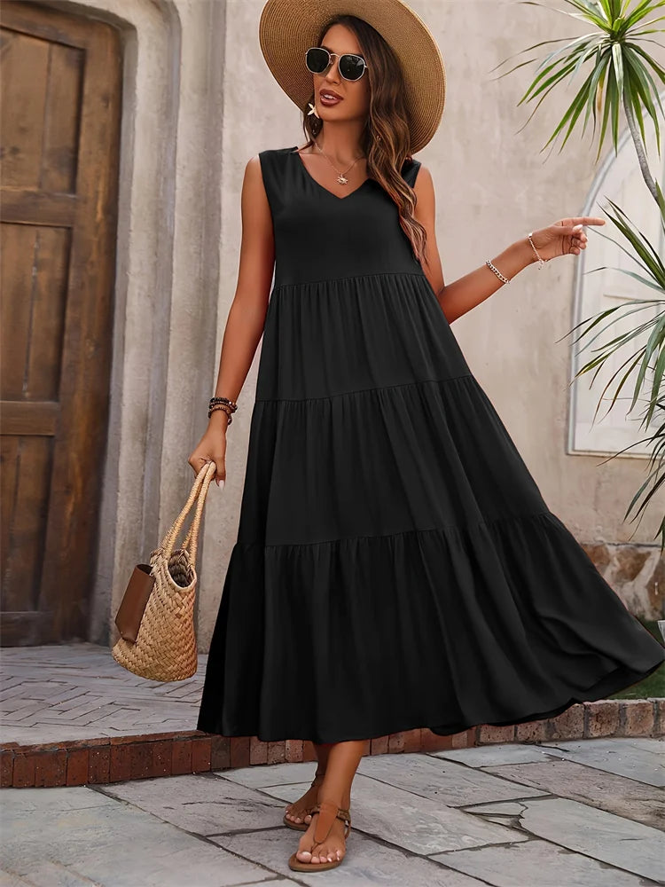 Vestido Agatha Decote V Preto