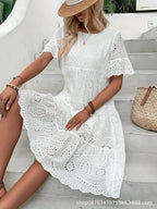 Vestido Branco de Lease com Estilo Europeu