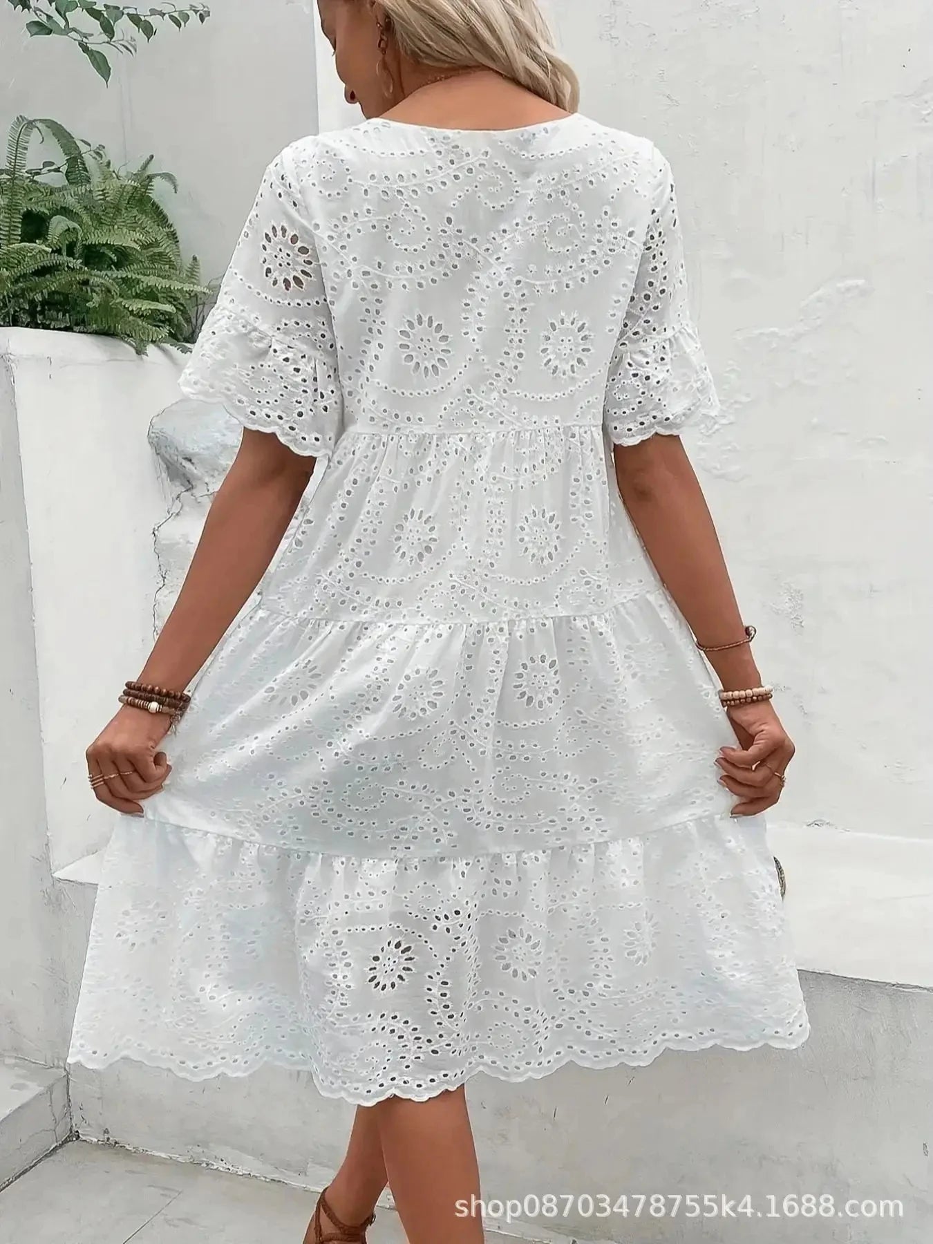 Vestido Branco de Lease com Estilo Europeu