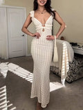 Vestido Camila Longo com Decote em V e Cintura Alta
