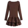 Vestido Curto Plissado Manga Longa