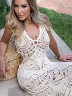 Vestido Diana Longo com Detalhes Vazados