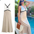 Vestido Feminino Halter Decote V