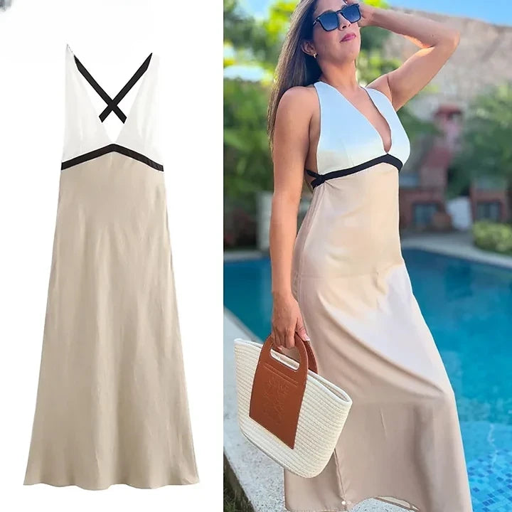 Vestido Feminino Halter Decote V