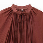 Vestido Feminino Mini Marrom com Babados e Rendas