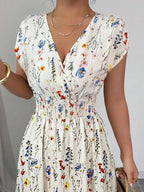 Vestido Floral Feminino Longo com Decote V