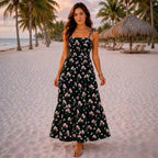 Vestido Floral Midi com Alças Ajustáveis