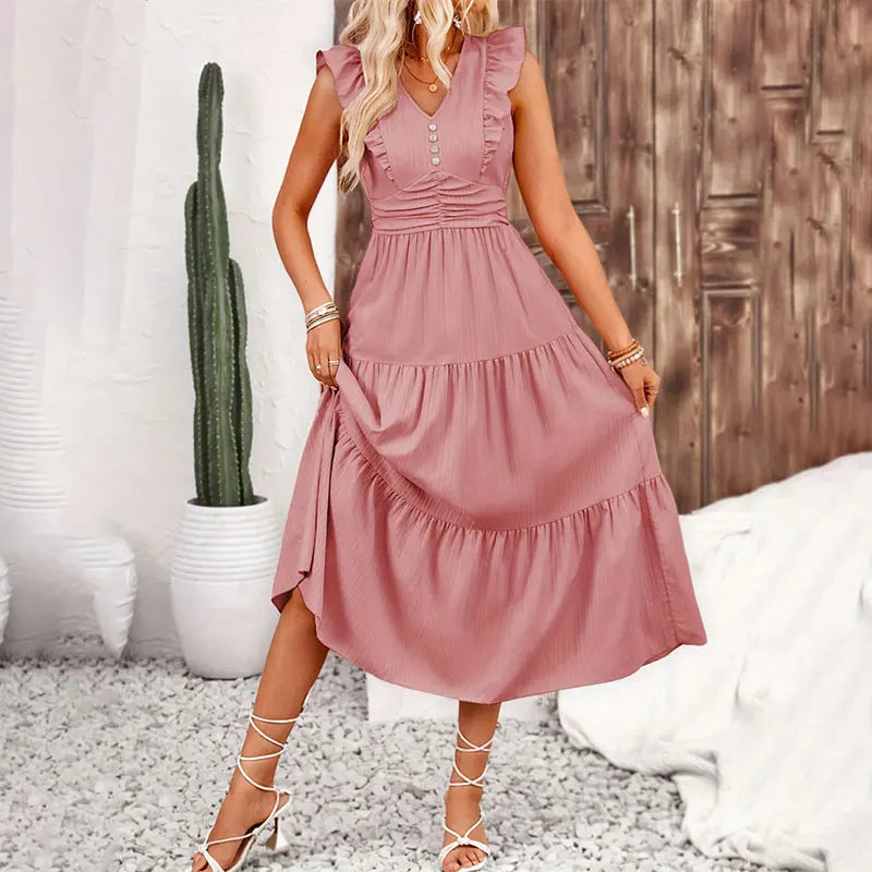 Vestido Livia Detalhe em Botões Rosa 2