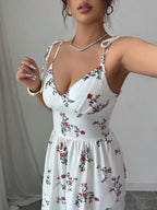 Vestido Longo Branco Estampa de Flores Aurora
