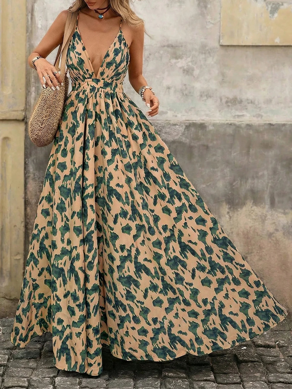 Vestido Longo Estampado Boho com Costas Abertas Rafazza