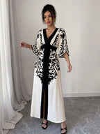Vestido Longo Feminino Preto e Branco