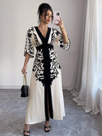 Vestido Longo Feminino Preto e Branco