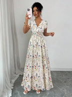 Vestido Longo Floral Feminino Estampado Vista Frontal