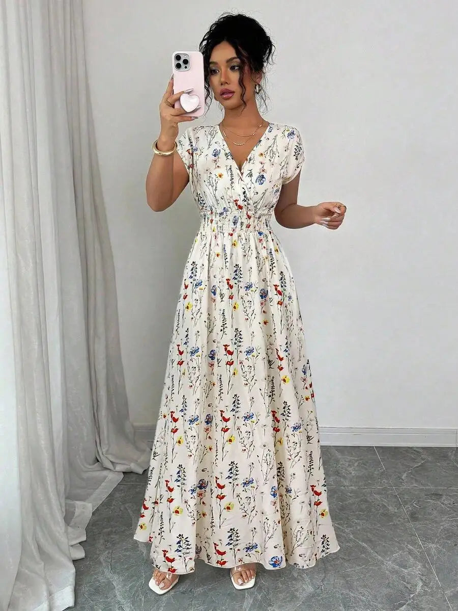 Vestido Longo Floral Feminino Estampado Vista Frontal