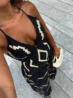 Vestido Longo Megan Preto Estampado 3