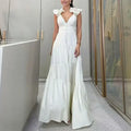 Vestido Luna Longo Detalhe em Flor Branco