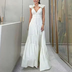 Vestido Luna Longo Detalhe em Flor Branco
