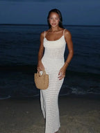 Vestido Mariana Crochê Alça Fina