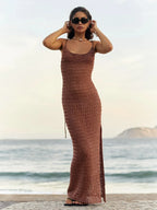 Vestido Mariana Crochê Alça Fina