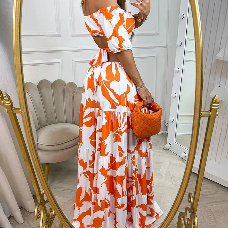 Vestido Marina Estampado Laranja