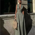 Vestido Maxi Sem Mangas Plissado com Zíper