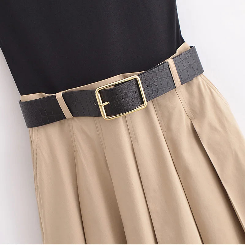 Vestido Midi Duo Elegante com Cinto