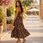 Vestido Midi Estampado para Primavera e Verão